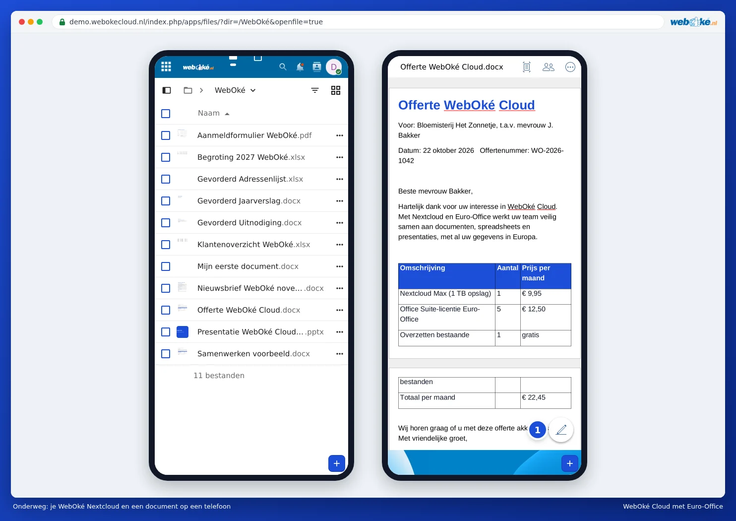 Państwa WebOké Nextcloud i otwarty dokument na telefonie