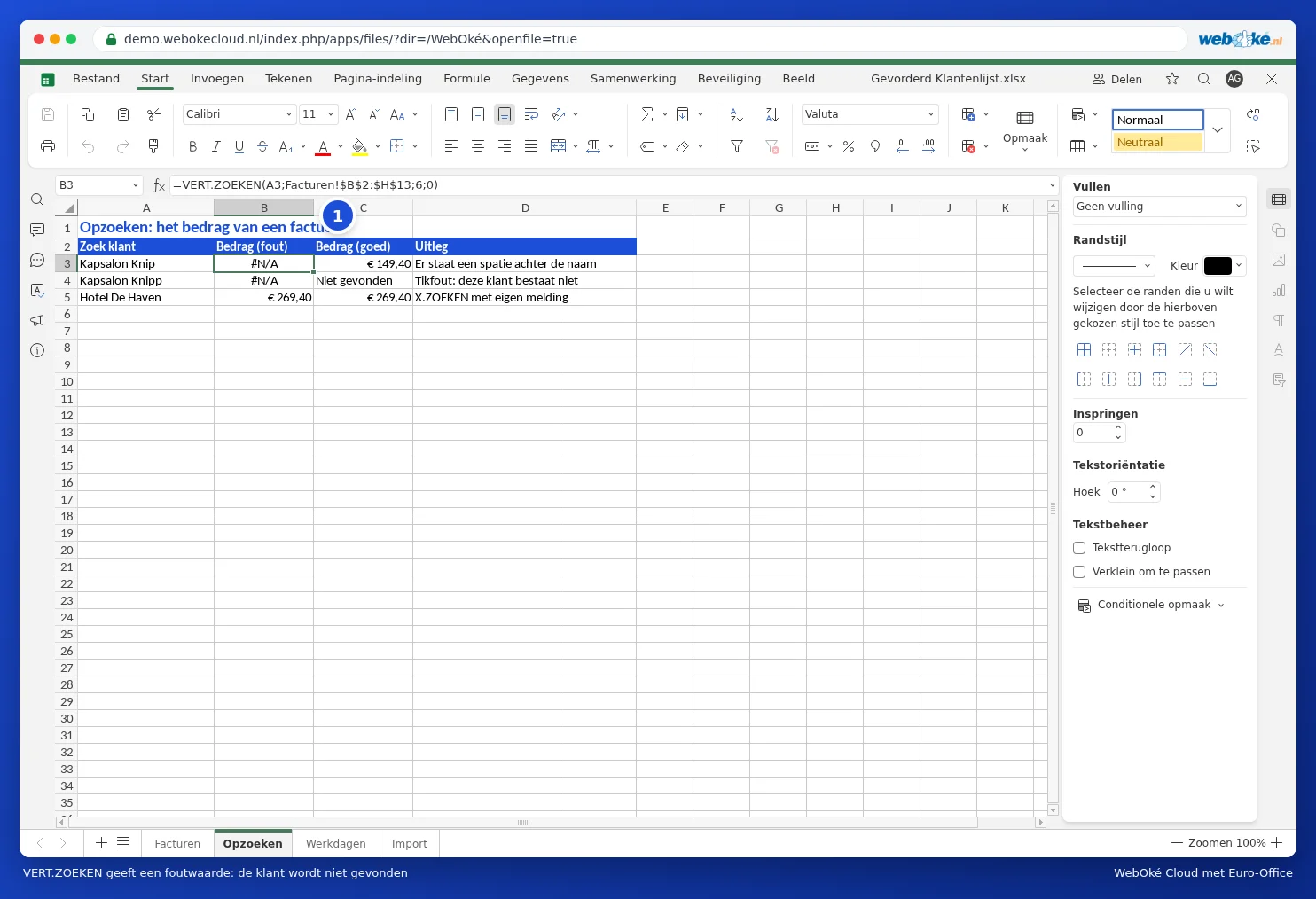 VLOOKUP annab veateate #N/A nime järel oleva tühiku tõttu