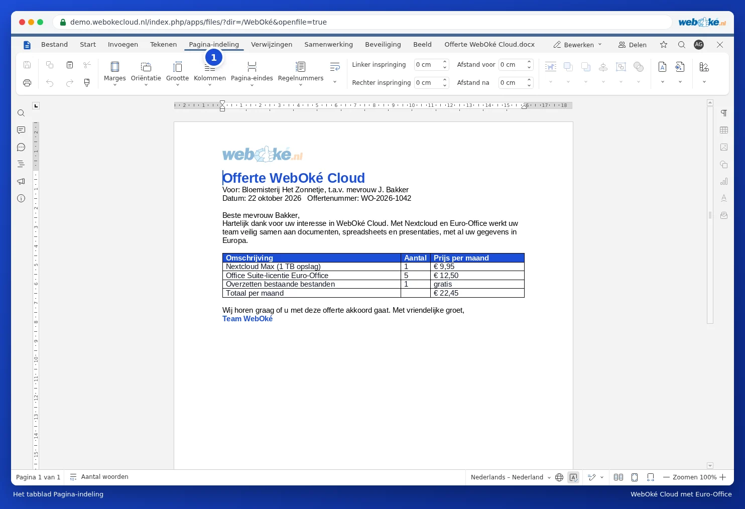 The Layout tab in Euro-Office