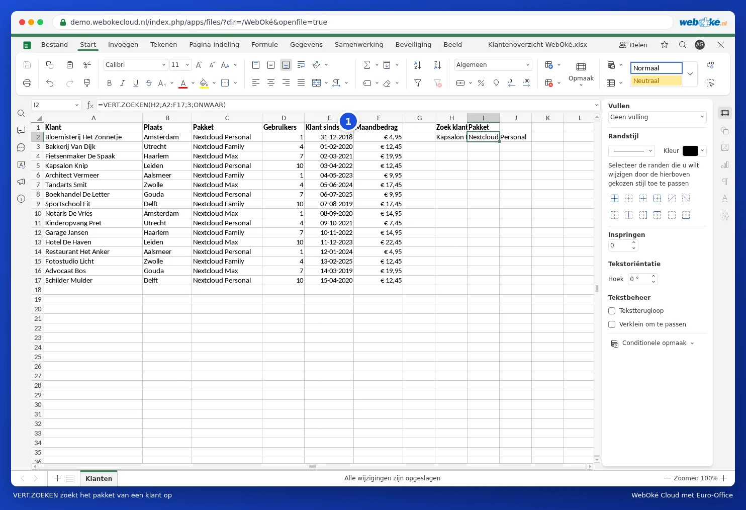 VLOOKUP in the customer overview