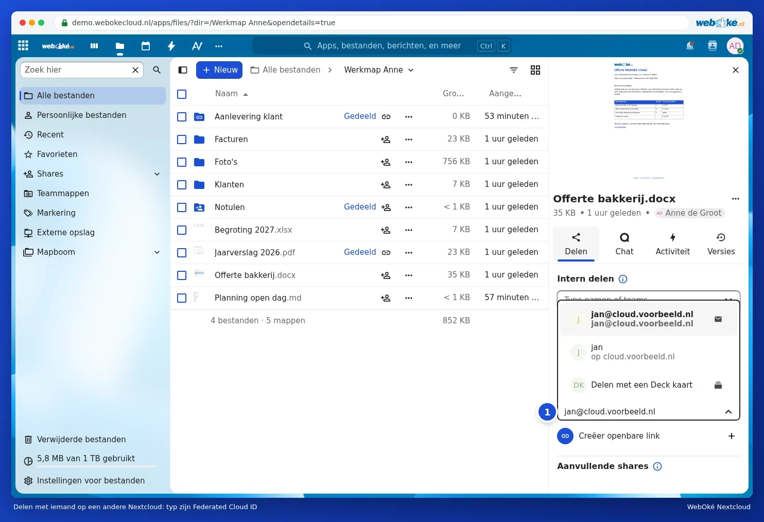Polje Zunanja souporaba s Federated Cloud ID