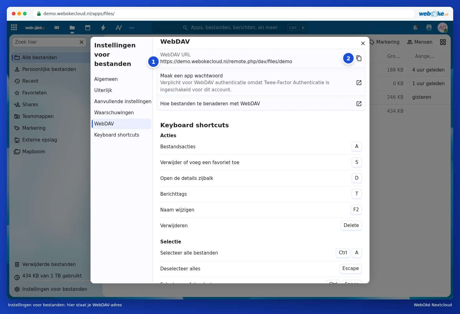 Nastavenia súborov s adresou WebDAV