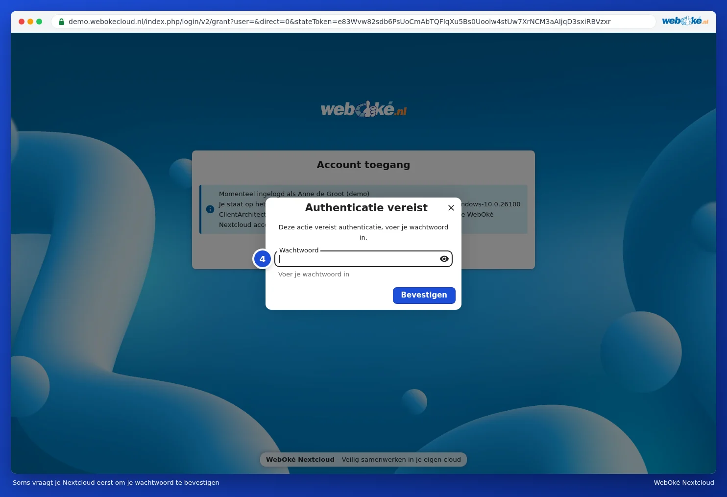 The Authentication required window