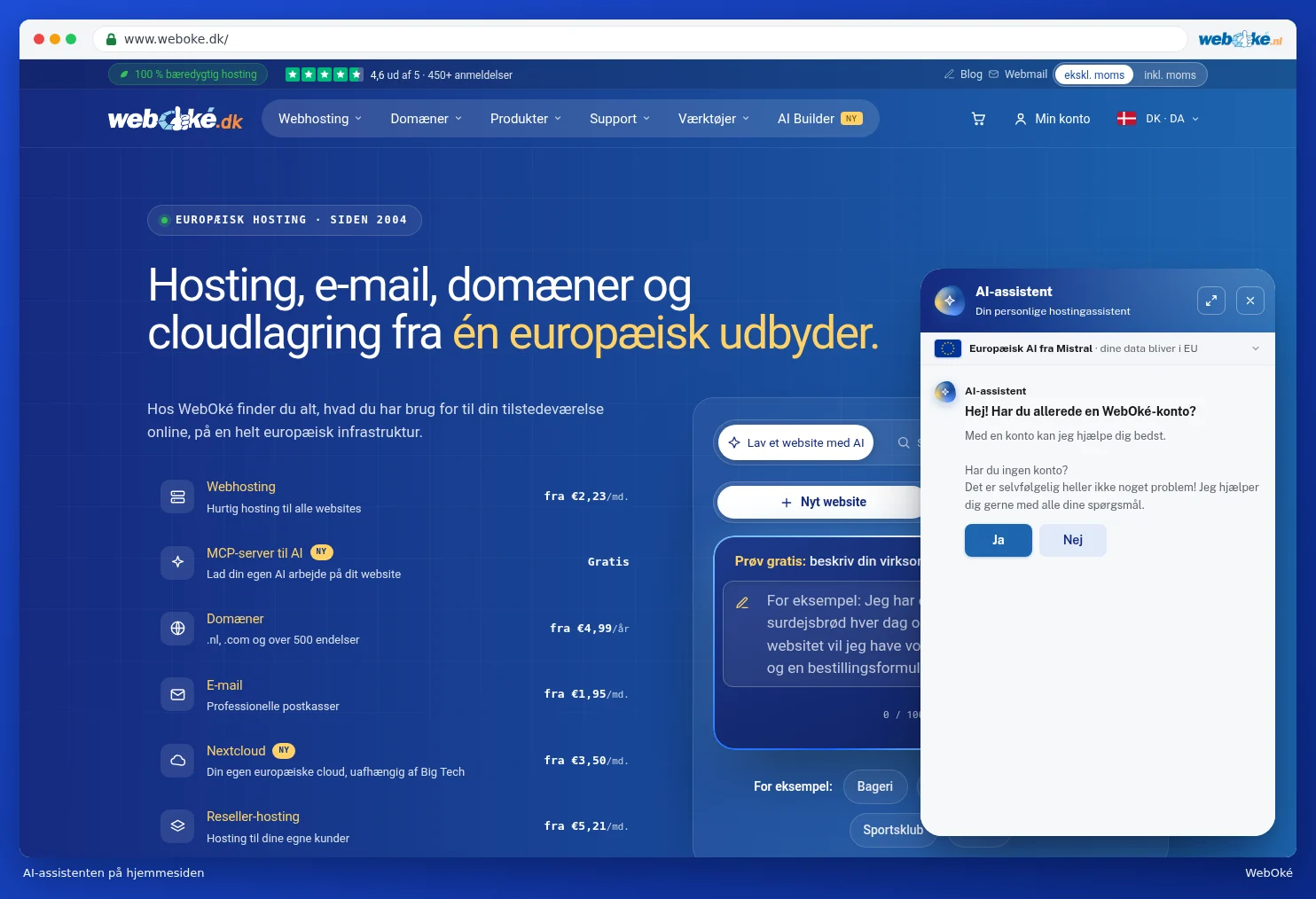 AI-assistenten på hjemmesiden