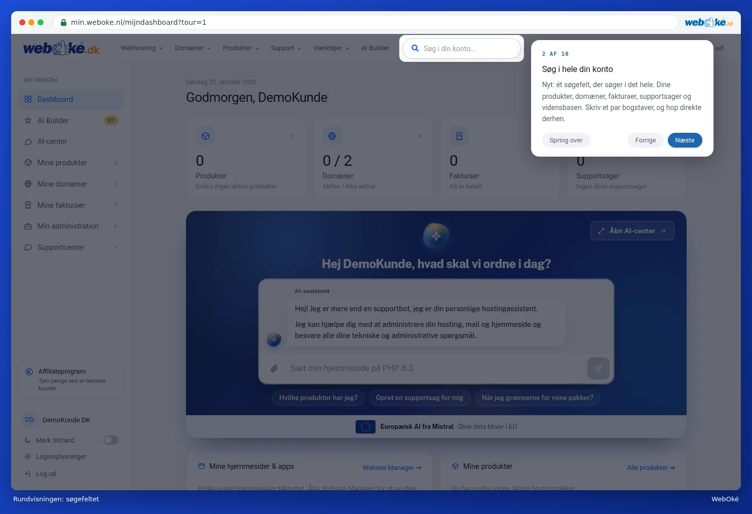 Rundvisningens andet trin om søgefeltet