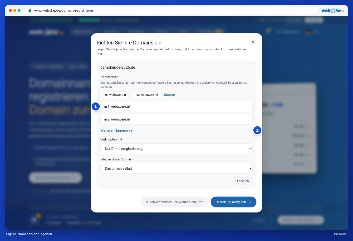 Eigene Nameserver eintragen
