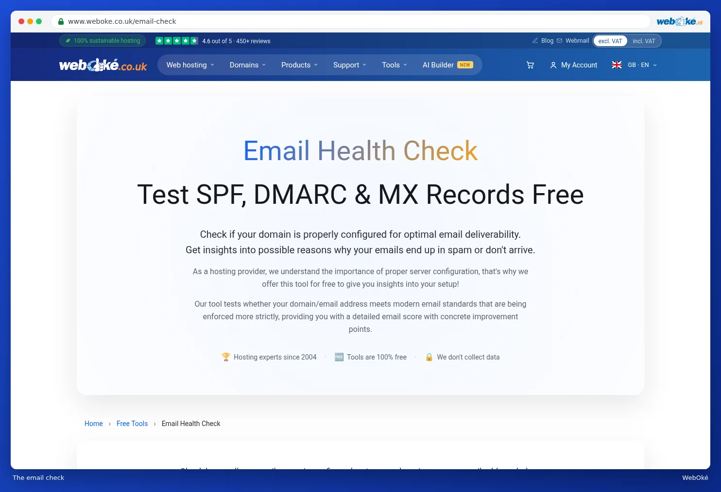 The email check on the website with the input field