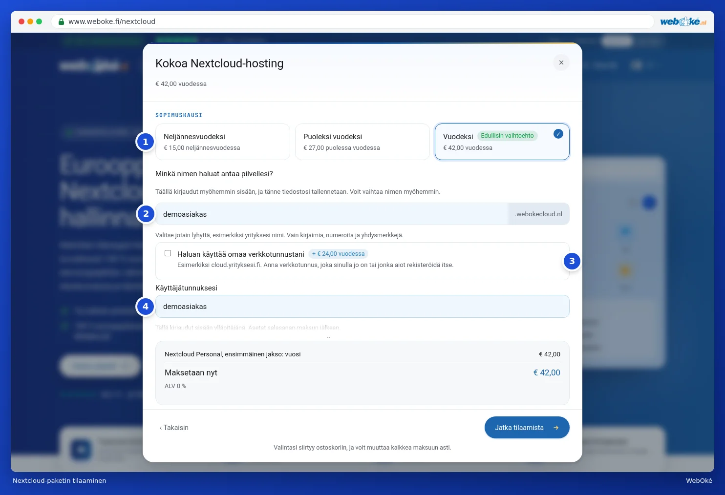 Nextcloud-paketin kokoaminen