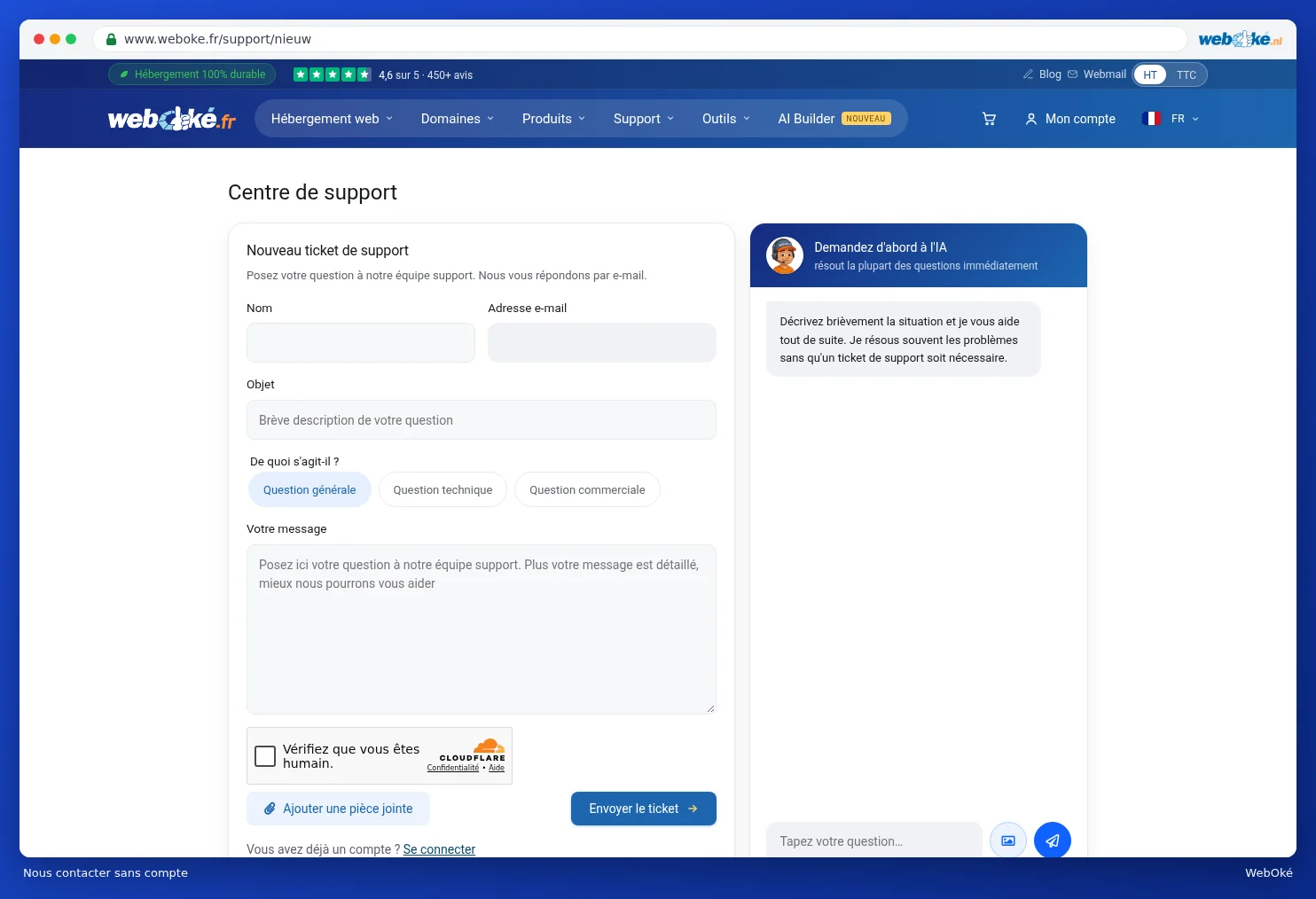 Le formulaire de contact pour les visiteurs