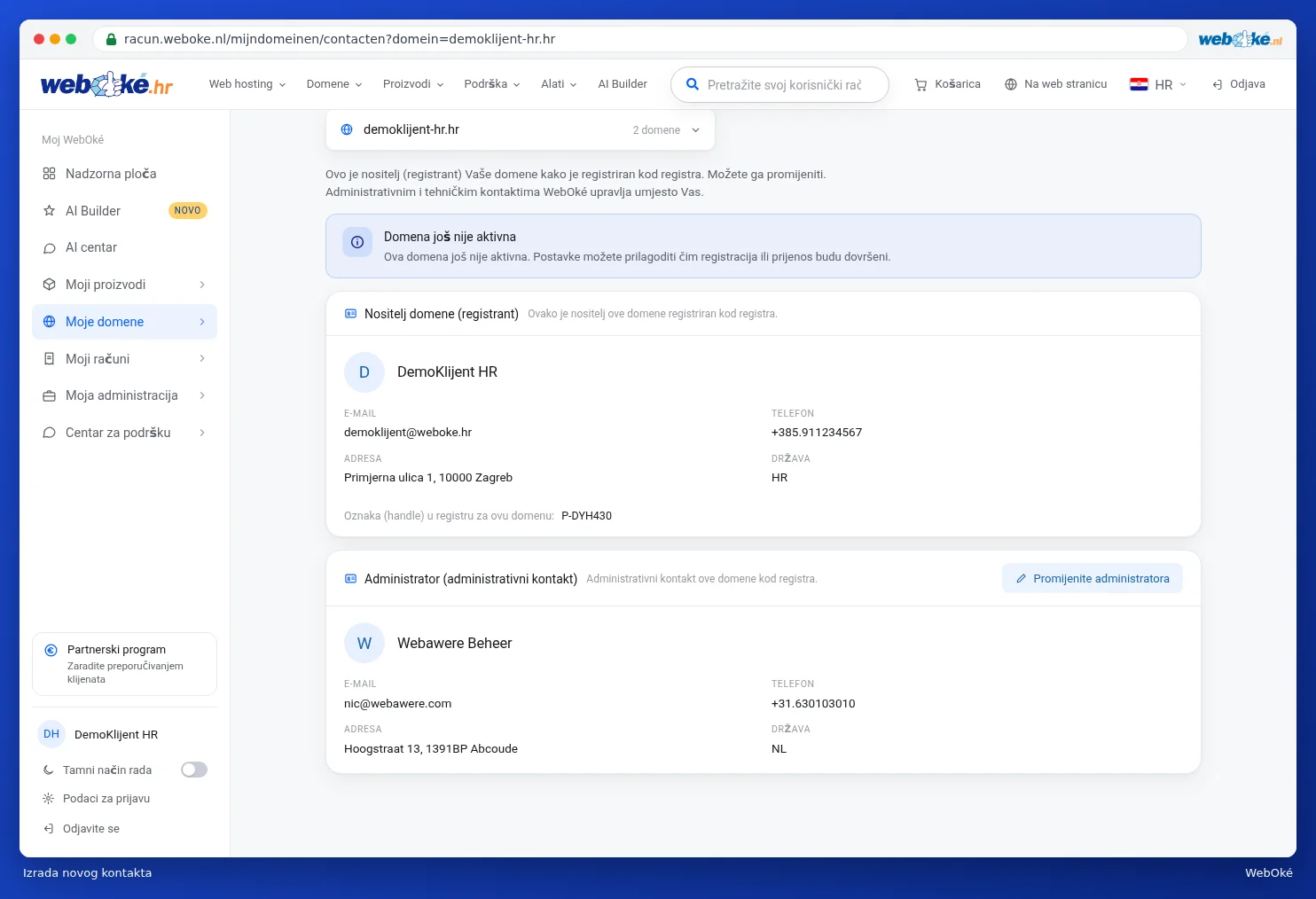Prozor Izradite novi kontakt