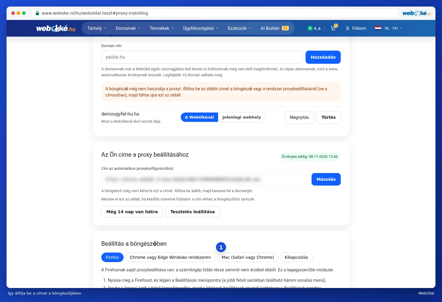 A Firefoxhoz, Windowshoz és Mac-hez tartozó lépésről lépésre útmutatókkal rendelkező fülek, valamint a kikapcsolás magyarázata