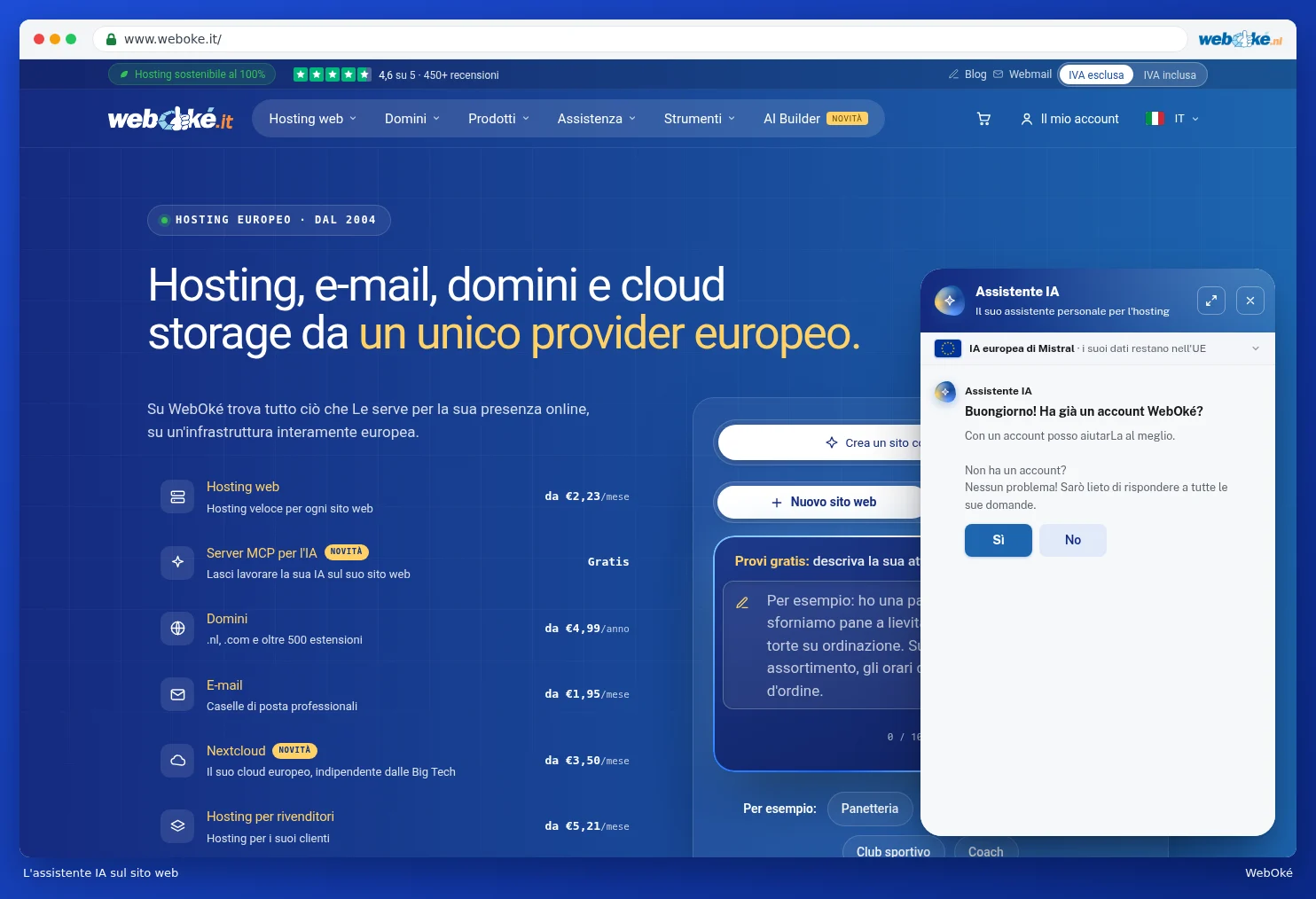 L'assistente IA sul sito web