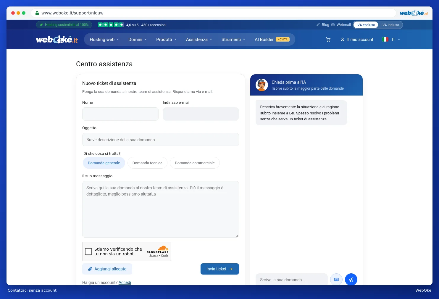 Il modulo di contatto per i visitatori