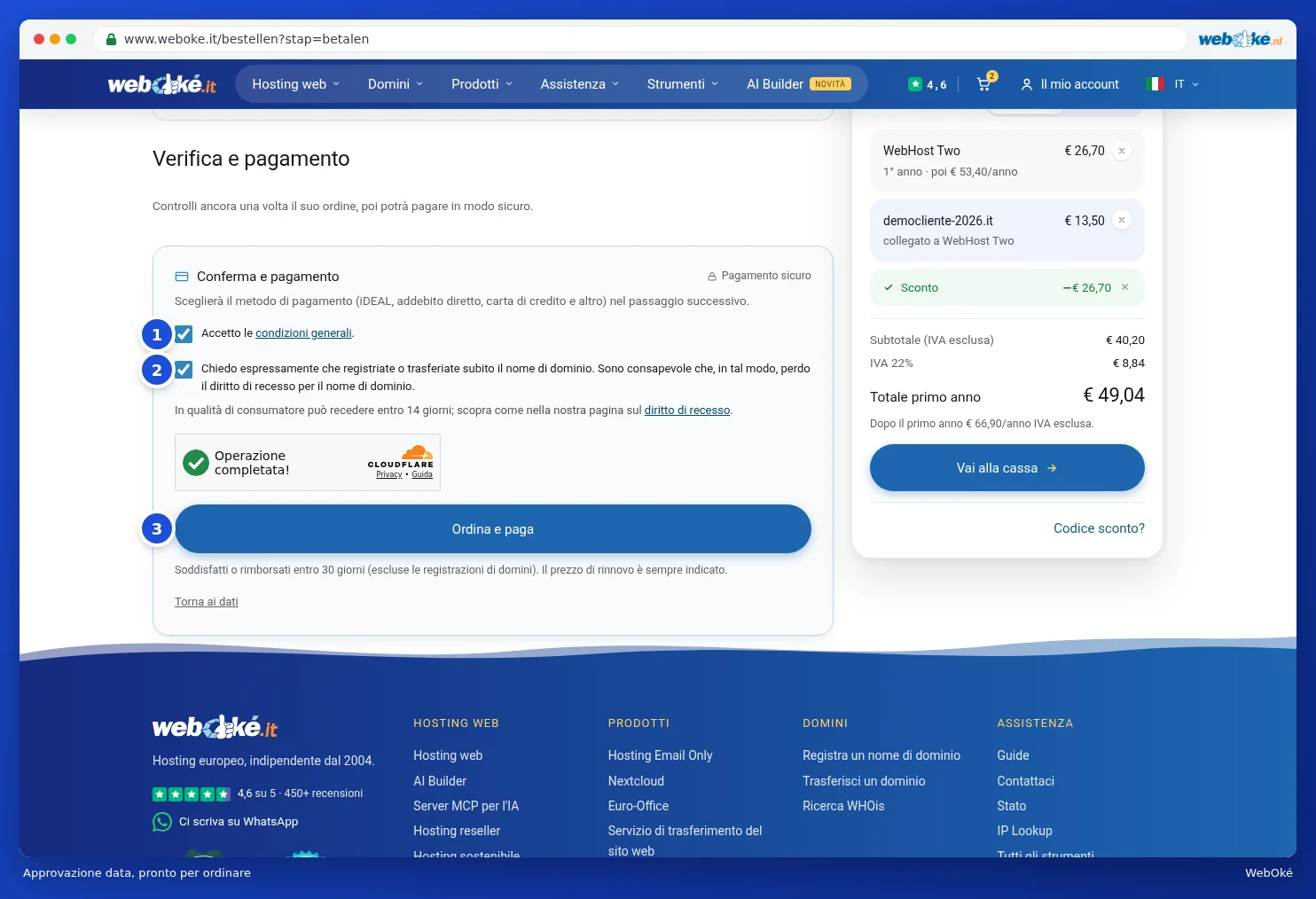 Accordo dato e pronto per ordinare