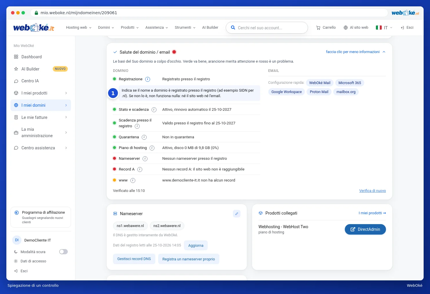 La spiegazione del controllo Registrazione