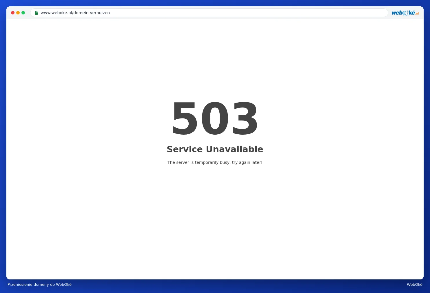 Strona Przenieś domenę