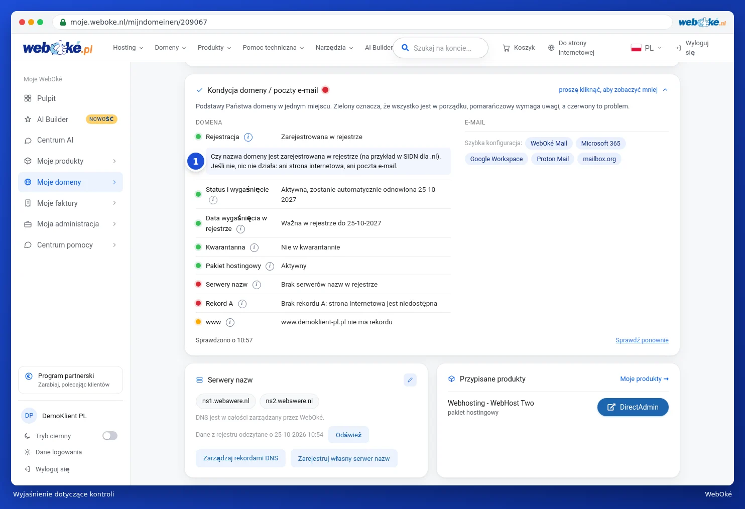 Wyjaśnienie przy kontroli Rejestracja