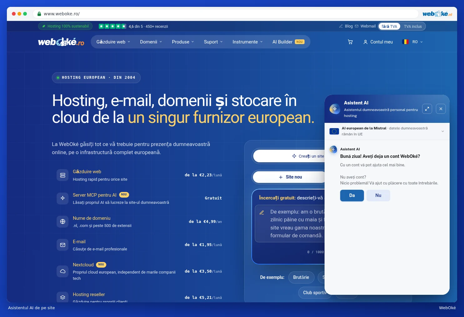 Asistentul AI pe site