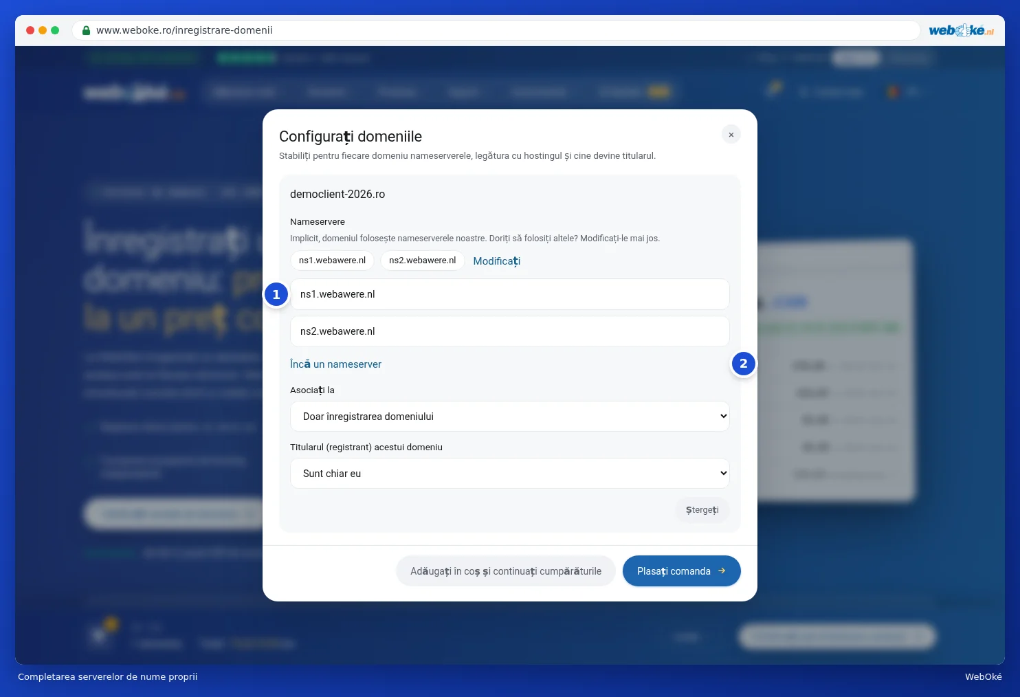 Completarea propriilor nameservere