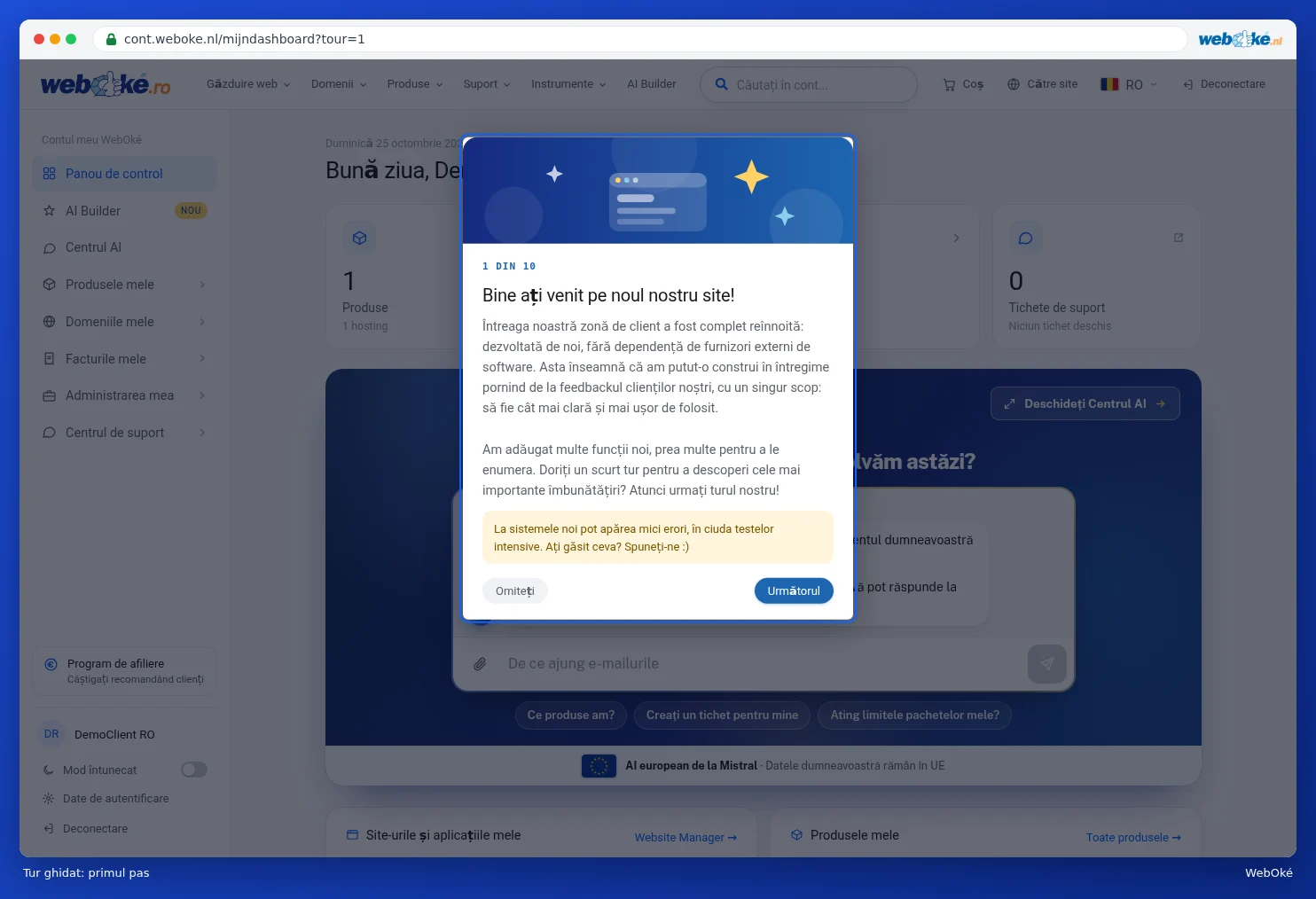 Primul pas al turului ghidat: Bun venit pe noul nostru site web!