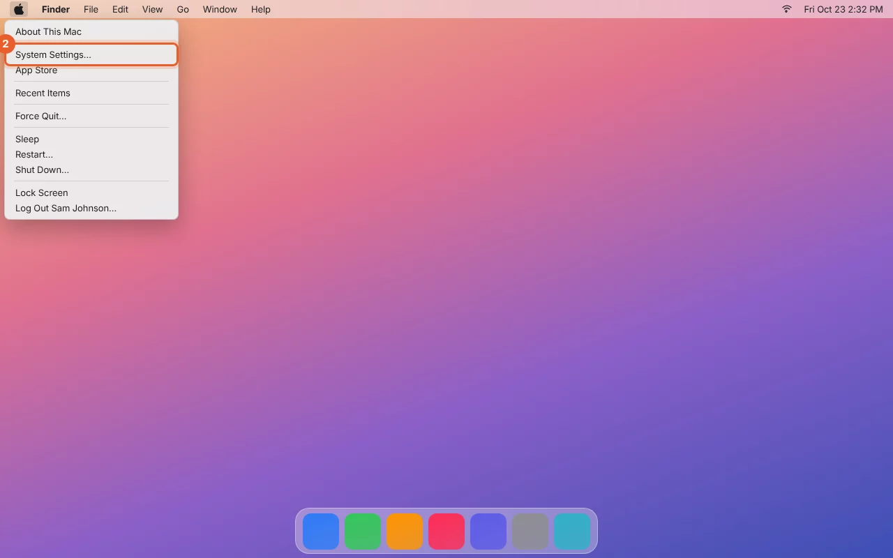 Apple-menu met Systeeminstellingen gemarkeerd